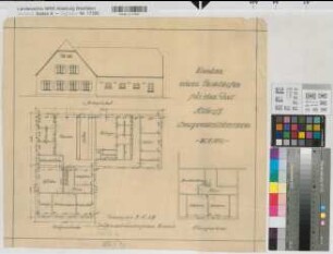 Langenholthausen (Balve) Neubau des Gutes Allhoff Ansicht, Grundrisse 1927 1 : 100 41,5 x 47,5 Bleistiftzeichnung Landsberg-Velensches Bauamt Landsberg-Velen