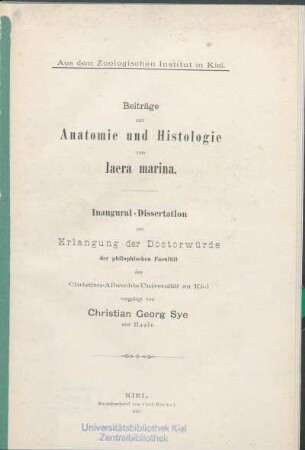 Beiträge zur Anatomie und Histologie von Iaera marina