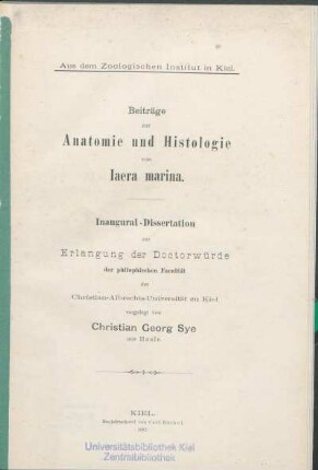 Beiträge zur Anatomie und Histologie von Iaera marina