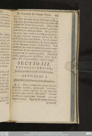 Sectio III. [...], Sententiam veram confirmans.