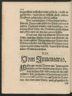 XXI. Vom Inventario.