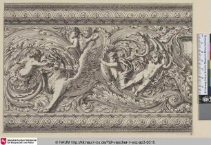 [Ornament, links ein Greif mit fünf Putti; Ornament, a griffin left with five putti]