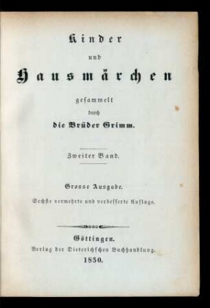 Bd 2: Kinder und Hausmärchen.