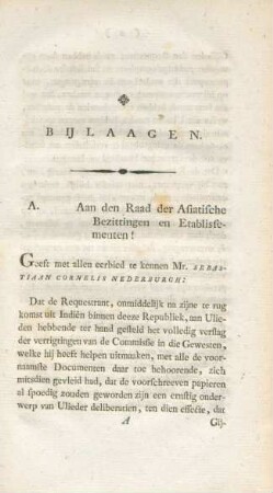 A. Aan den Raad der Asiatische Bezittingen en Etablissementen!