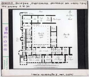 Madrid, Alcázar: Grundriss des westlichen Teils vom Anfang des 18. Jhs.