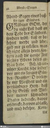 Abend-Segen eines bußfertigen Sünders