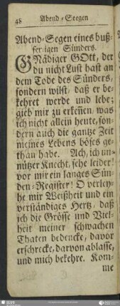 Abend-Segen eines bußfertigen Sünders