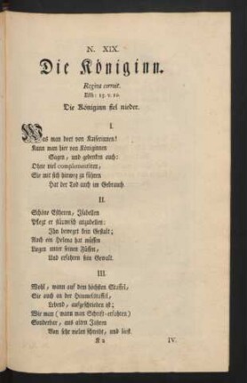 N. XIX. Die Königinn