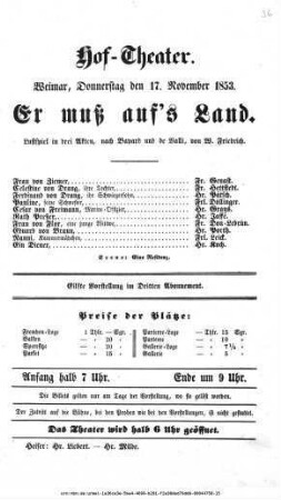 Er muß auf's Land
