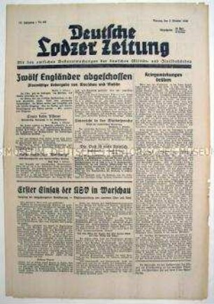 "Deutsche Lodzer Zeitung" zu den ersten Maßnahmen der deutschen Besatzung in Warschau