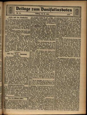 Zweite Ausgabe vom Sonntag, den 23. Juni 1929.