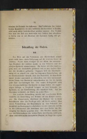 Behandlung der Cholera.