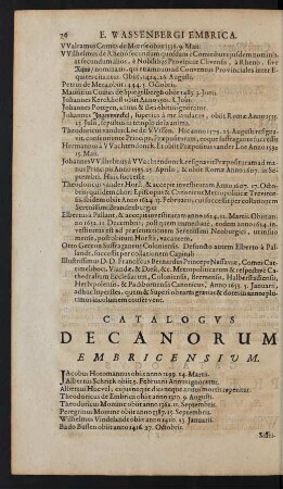 Catalogus Decanorum Embricensium.