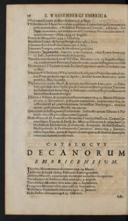 Catalogus Decanorum Embricensium.