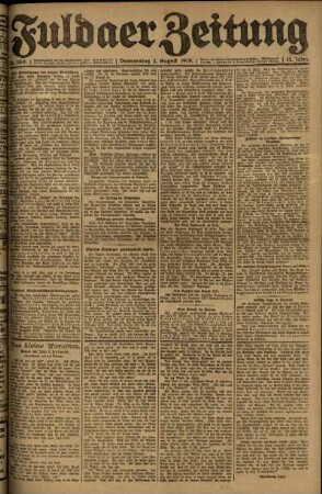 Erste Ausgabe vom Donnerstag, den 07. August 1919.