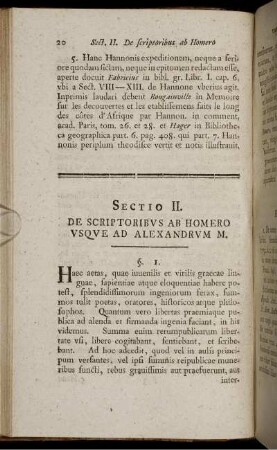 Sectio II. De Scriptoribus Ab Homero Usque Ad Alexandrum M.