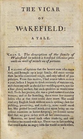 The vicar of Wakefield : a tale supposed to be written by himself