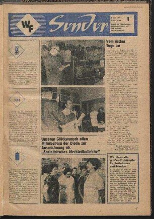 Betriebszeitung 'WF-Sender', Nr.1/1971 (8. Januar 1971)