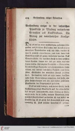 2. Beschreibung einiger in der lutherischen Pfarrkirche zu Marburg vorhandenen Epitaphien und Kunstdenkmale. Ein Beitrag zur vaterländischen Kunstgeschichte