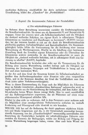 2. Kapitel: Die subjektabhängigen und subjektunabhängigen bestimmenden Faktoren der Persönlichkeit