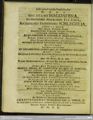 Inscriptio Lapidis Sepulchralis