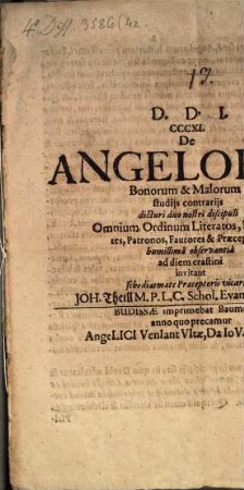 De angelorum bonorum & malorum