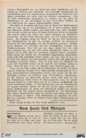 Vom Heute fürs Morgen