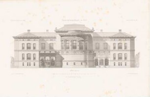 Hauptgebäude der Christian-Albrechts-Universität Kiel: Rückansicht (aus: Atlas zur Zeitschrift für Bauwesen, hrsg. v. G. Erbkam, Jg. 34, 1884)