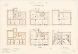 Irrenklinik der Christian-Albrechts-Universität Kiel Wohnhaus des Direktors: Grundriss Fundamente, KG, EG, 1. OG, DG, Sparrenlage, 1:100