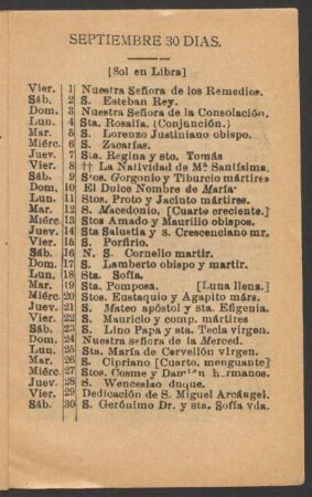 Septiembre 30 días. : (Sol en Libra).