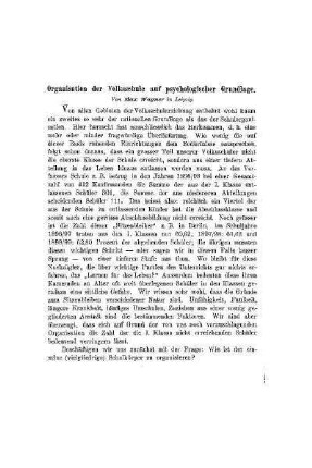 Organisation der Volksschule auf psychologischer Grundlage