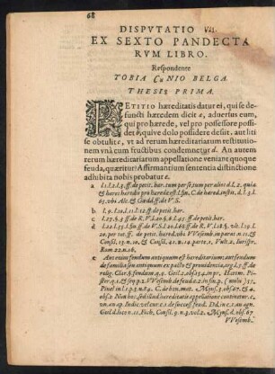 Disputatio [VII.] Ex Sexto Pandectarum Libro.