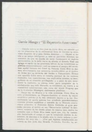 García Monge y "El repertorio americano"