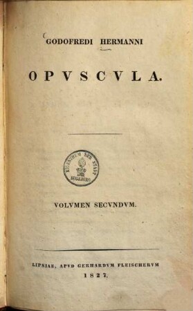 Godofredi Hermanni Opuscula, 2