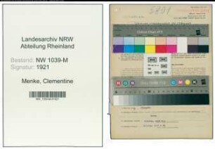 Entnazifizierung Clementine Menke , geb. 28.08.1910 ()
