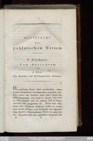 Civilrecht der pohlnischen Nation.