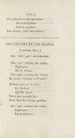 Les Gaulois Et Les Francs. (Janvier 1814.)