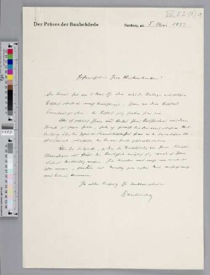 Brief an Fritz Schumacher