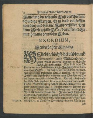 Exordium, Oder Sonderbahrer Eingang.