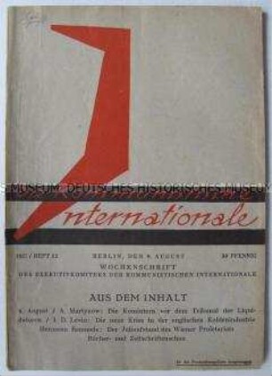 Internationale gesellschaftstheoretische Wochenzeitschrift "Die Kommunistische Internationale" u.a. über den Arbeiteraufstand in Wien