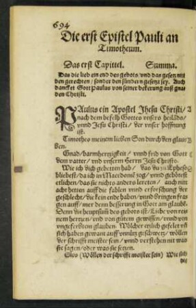 Die erst Epistel Pauli an Timotheum.