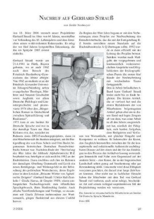 Nachruf auf Gerhard Strauß
