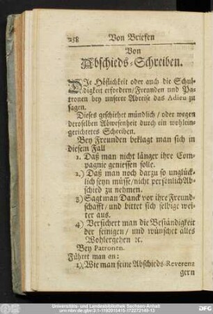 Von Abschieds-Schreiben.