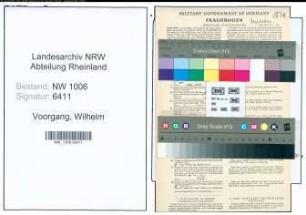 Entnazifizierung Wilhelm Voorgang , geb. 07.08.1904 (Schreiner)