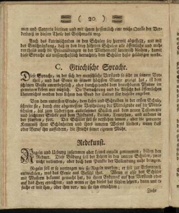 C. Griechische Sprache.