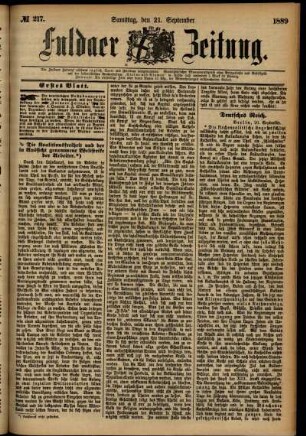 Ausgabe vom Samstag, den 21. September 1889.