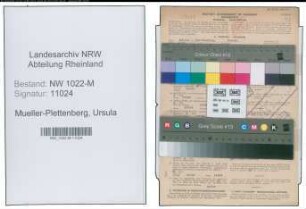 Entnazifizierung Ursula Mueller-Plettenberg , geb. 27.03.1921 ()