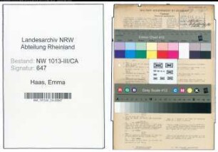 Entnazifizierung Emma Haas , geb. 26.08.1886 (Buchhalterin)