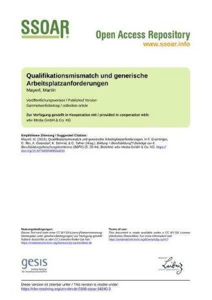 Qualifikationsmismatch und generische Arbeitsplatzanforderungen