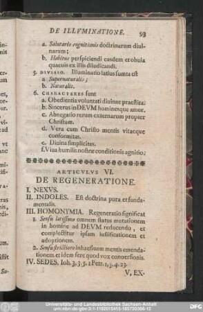 Articulus VI. De Regeneratione.